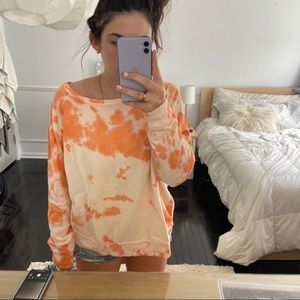 ORANGE AND WHITE TIE DYE CREWNECK SWEATSHIRT